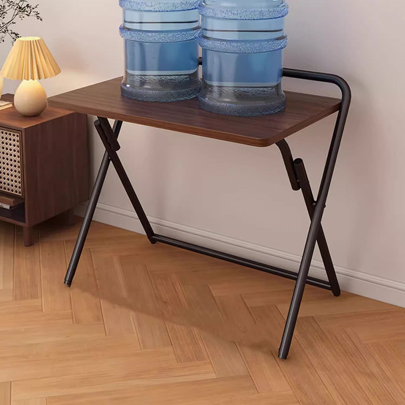 Modern Minimalist Steel Tube MDF Foldable Rounded Rectangular Office Desk 1/2 Tier For Bedroom