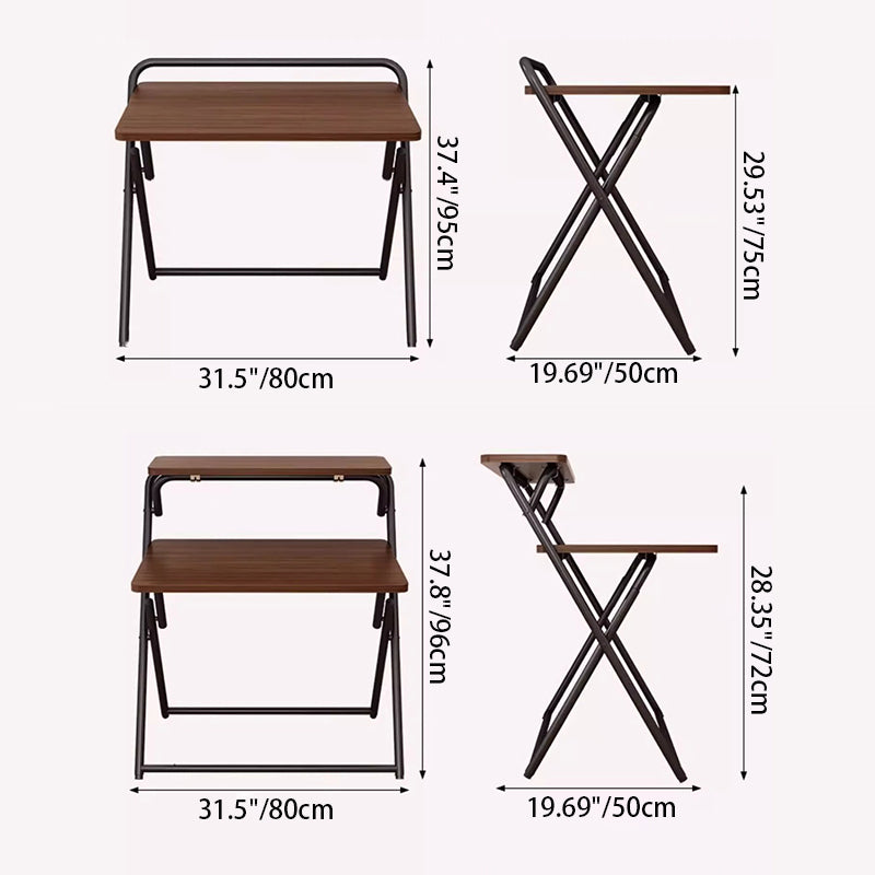 Modern Minimalist Steel Tube MDF Foldable Rounded Rectangular Office Desk 1/2 Tier For Bedroom