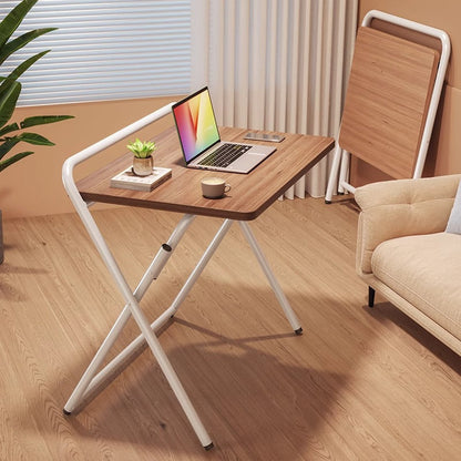 Modern Minimalist Steel Tube MDF Foldable Rounded Rectangular Office Desk 1/2 Tier For Bedroom