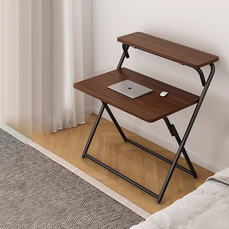 Modern Minimalist Steel Tube MDF Foldable Rounded Rectangular Office Desk 1/2 Tier For Bedroom