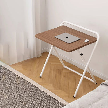 Modern Minimalist Steel Tube MDF Foldable Rounded Rectangular Office Desk 1/2 Tier For Bedroom
