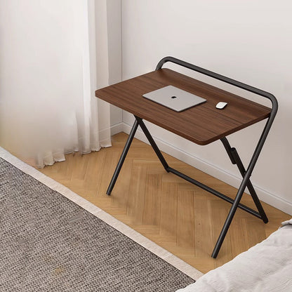 Modern Minimalist Steel Tube MDF Foldable Rounded Rectangular Office Desk 1/2 Tier For Bedroom