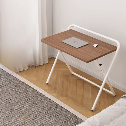 Modern Minimalist Steel Tube MDF Foldable Rounded Rectangular Office Desk 1/2 Tier For Bedroom