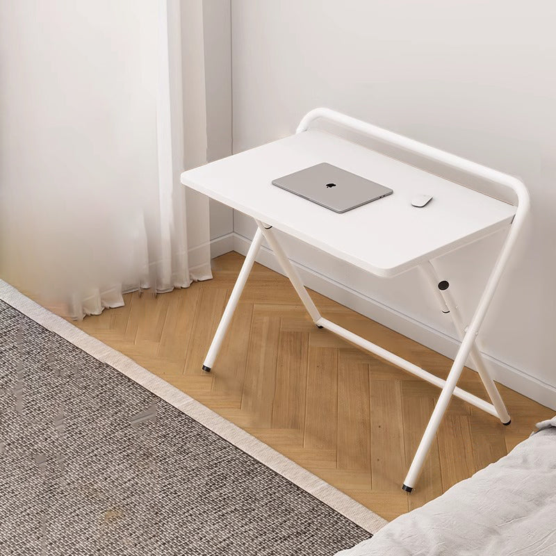 Modern Minimalist Steel Tube MDF Foldable Rounded Rectangular Office Desk 1/2 Tier For Bedroom