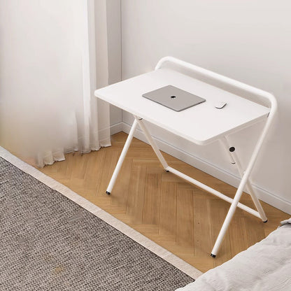 Modern Minimalist Steel Tube MDF Foldable Rounded Rectangular Office Desk 1/2 Tier For Bedroom