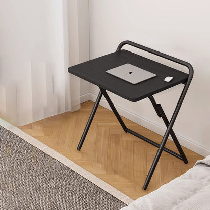 Modern Minimalist Steel Tube MDF Foldable Rounded Rectangular Office Desk 1/2 Tier For Bedroom