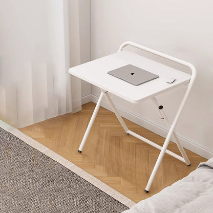 Modern Minimalist Steel Tube MDF Foldable Rounded Rectangular Office Desk 1/2 Tier For Bedroom