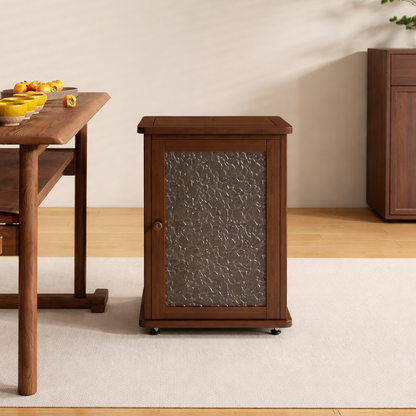 Traditional Chinese Bamboo Textured Rectangular Mobile Coffee Table 1 Storage For Living Room