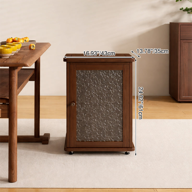 Traditional Chinese Bamboo Textured Rectangular Mobile Coffee Table 1 Storage For Living Room
