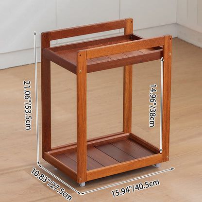Traditional Vintage Solid Wood Plywood Rectangular Mobile Storage Shelf 2/3/4-Tier For Living Room