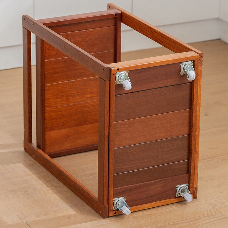 Traditional Vintage Solid Wood Plywood Rectangular Mobile Storage Shelf 2/3/4-Tier For Living Room