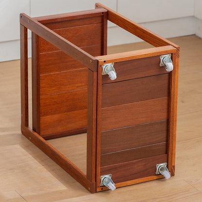 Traditional Vintage Solid Wood Plywood Rectangular Mobile Storage Shelf 2/3/4-Tier For Living Room
