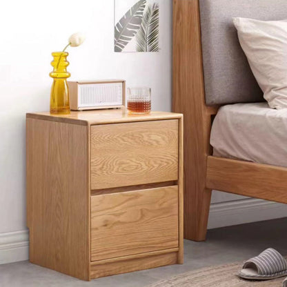 Traditional Vintage Solid Wood Rounded Rectangular Nightstand With 2 Drawers For Bedroom