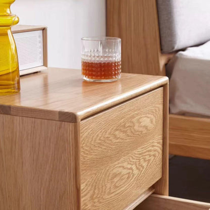 Traditional Vintage Solid Wood Rounded Rectangular Nightstand With 2 Drawers For Bedroom