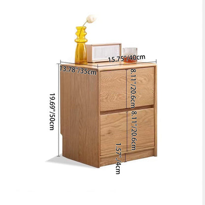 Traditional Vintage Solid Wood Rounded Rectangular Nightstand With 2 Drawers For Bedroom