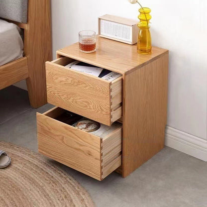 Traditional Vintage Solid Wood Rounded Rectangular Nightstand With 2 Drawers For Bedroom