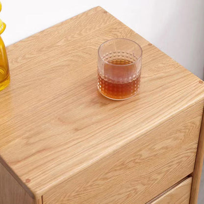Traditional Vintage Solid Wood Rounded Rectangular Nightstand With 2 Drawers For Bedroom