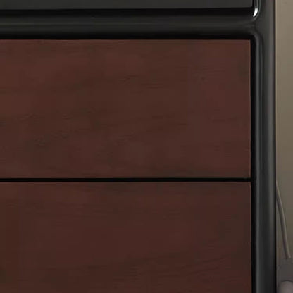 Traditional French Pine Wood Solid Wood Plywood Arched Rectangular Nightstand With 3 Drawers For Bedroom
