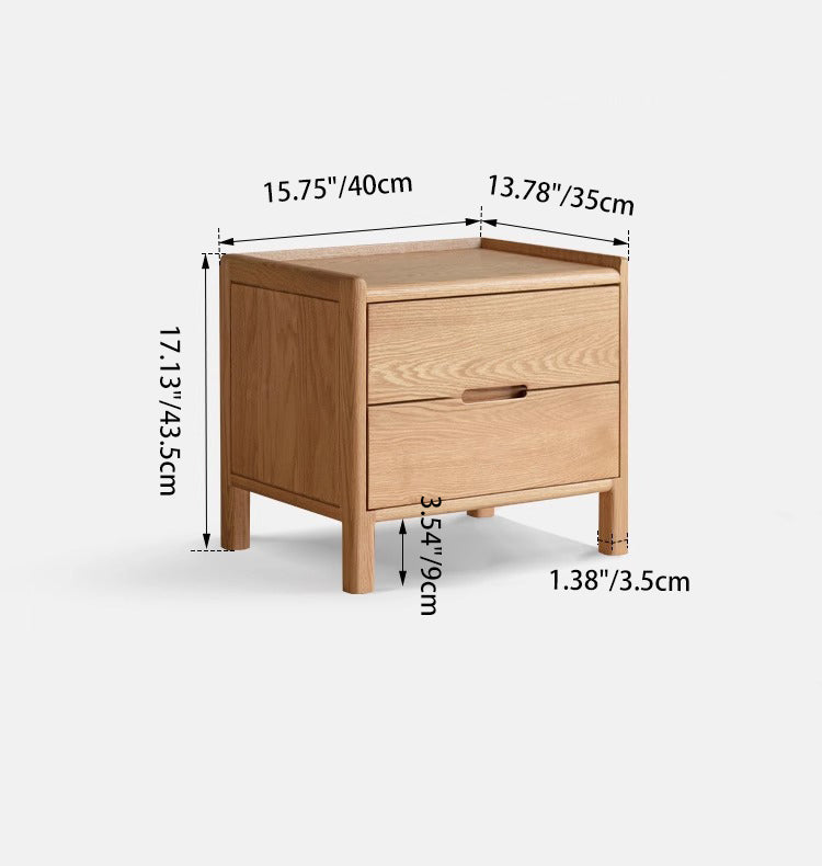 Traditional Chinese Oak Wood Rounded Rectangular Nightstand With 2/3 Drawers For Bedroom