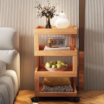 Contemporary Creative Bamboo Glass Woven Resin Rattan Movable Square Side Table With 3/4 Tiers For Living Room