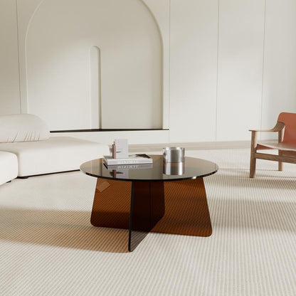 Contemporary Scandinavian Acrylic Round Coffee Table With Stable Base For Living Room