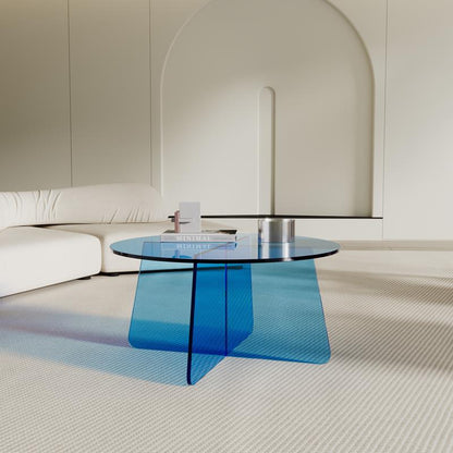 Contemporary Scandinavian Acrylic Round Coffee Table With Stable Base For Living Room