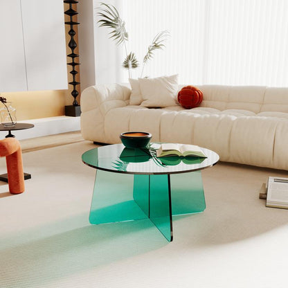 Contemporary Scandinavian Acrylic Round Coffee Table With Stable Base For Living Room