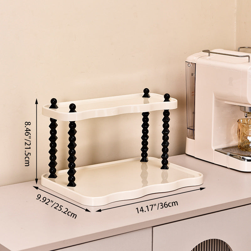 Contemporary Creative PP Wave-Shaped Storage Shelf With 2/3-Tier For Living Room