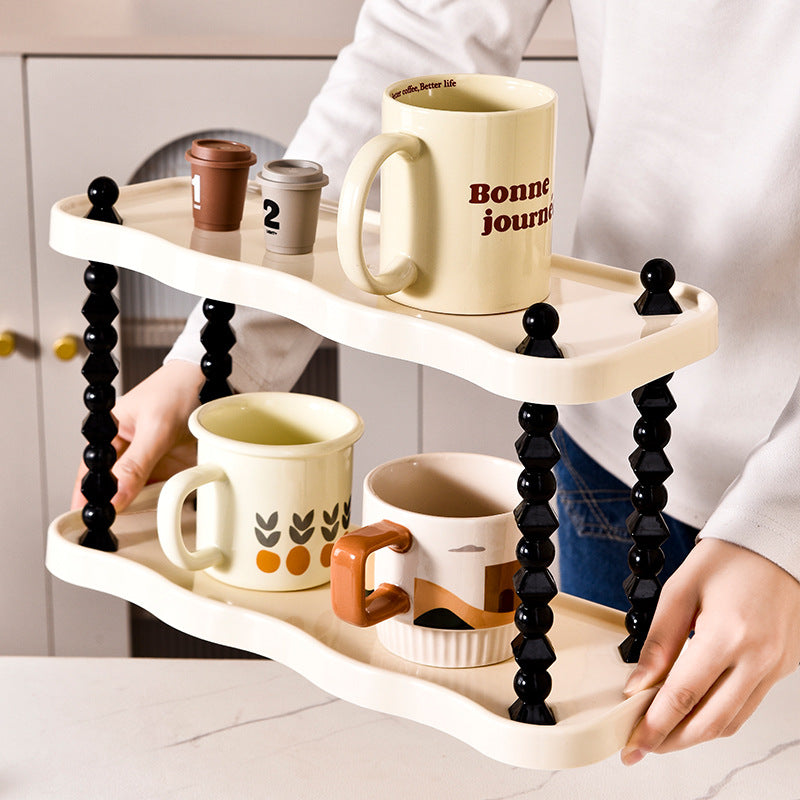 Contemporary Creative PP Wave-Shaped Storage Shelf With 2/3-Tier For Living Room