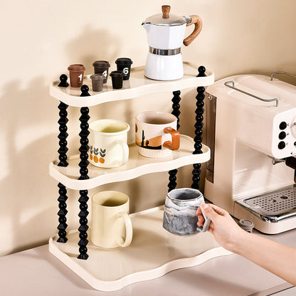 Contemporary Creative PP Wave-Shaped Storage Shelf With 2/3-Tier For Living Room