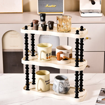 Contemporary Creative PP Wave-Shaped Storage Shelf With 2/3-Tier For Living Room