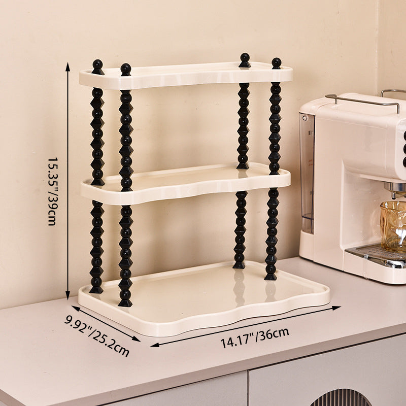Contemporary Creative PP Wave-Shaped Storage Shelf With 2/3-Tier For Living Room