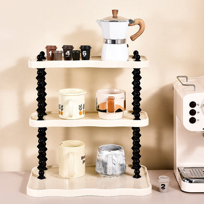 Contemporary Creative PP Wave-Shaped Storage Shelf With 2/3-Tier For Living Room