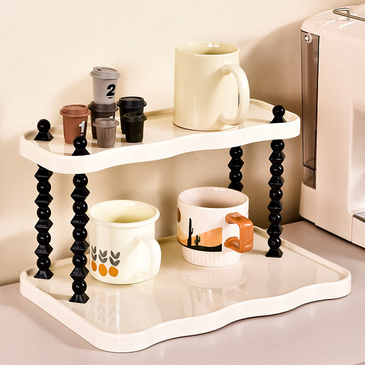 Contemporary Creative PP Wave-Shaped Storage Shelf With 2/3-Tier For Living Room