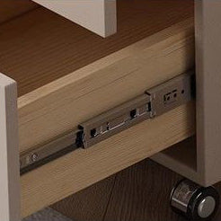 Contemporary Scandinavian Cat-Scratch-Resistant Leather Solid Wood Rounded Side Table With 4 Drawers For Living Room