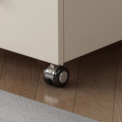 Contemporary Scandinavian Cat-Scratch-Resistant Leather Solid Wood Rounded Side Table With 4 Drawers For Living Room