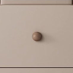 Contemporary Scandinavian Cat-Scratch-Resistant Leather Solid Wood Rounded Side Table With 4 Drawers For Living Room