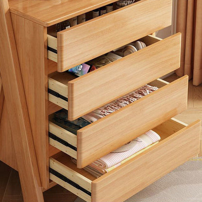 Traditional Chinese Solid Wood Multi-Layer Board Rubberwood Rectangular Sideboard 4-Drawer Storage Cabinet For Living Room