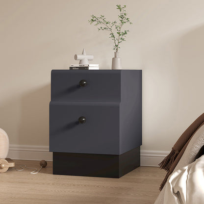 Contemporary Creative Solid Wood Multi-Layer Board Rounded Nightstand 2-Drawer Bedroom