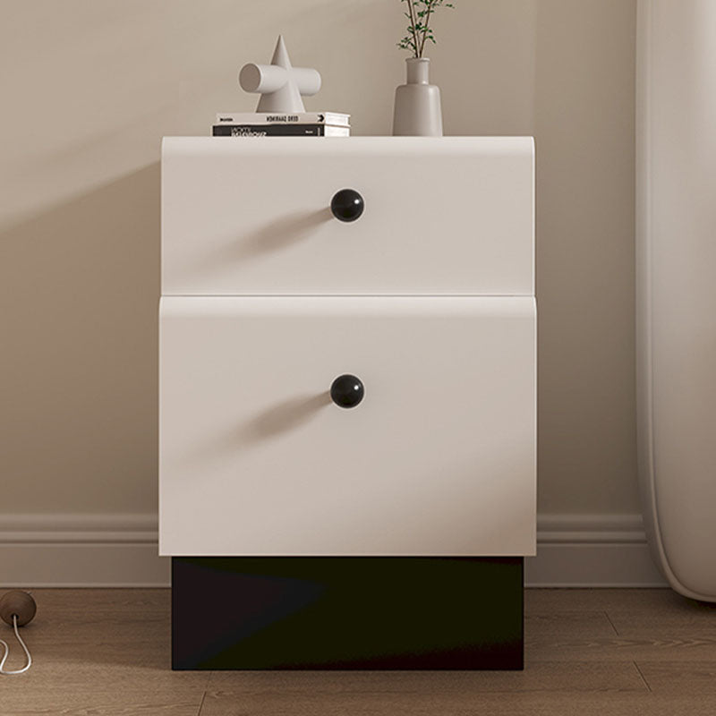 Contemporary Creative Solid Wood Multi-Layer Board Rounded Nightstand 2-Drawer Bedroom