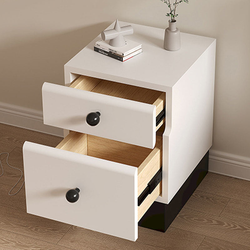 Contemporary Creative Solid Wood Multi-Layer Board Rounded Nightstand 2-Drawer Bedroom