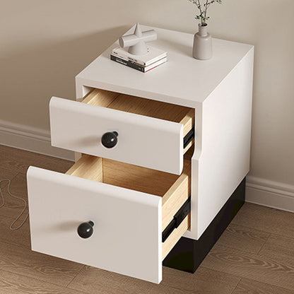 Contemporary Creative Solid Wood Multi-Layer Board Rounded Nightstand 2-Drawer Bedroom