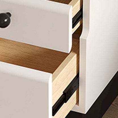 Contemporary Creative Solid Wood Multi-Layer Board Rounded Nightstand 2-Drawer Bedroom