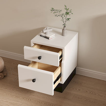 Contemporary Creative Solid Wood Multi-Layer Board Rounded Nightstand 2-Drawer Bedroom