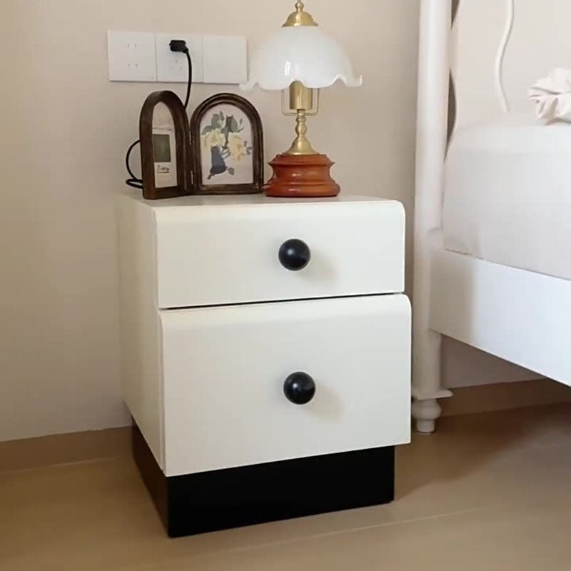 Contemporary Creative Solid Wood Multi-Layer Board Rounded Nightstand 2-Drawer Bedroom