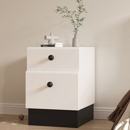 Contemporary Creative Solid Wood Multi-Layer Board Rounded Nightstand 2-Drawer Bedroom