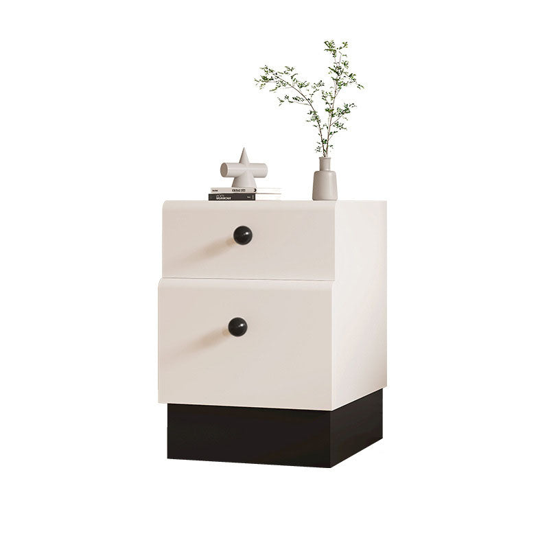 Contemporary Creative Solid Wood Multi-Layer Board Rounded Nightstand 2-Drawer Bedroom