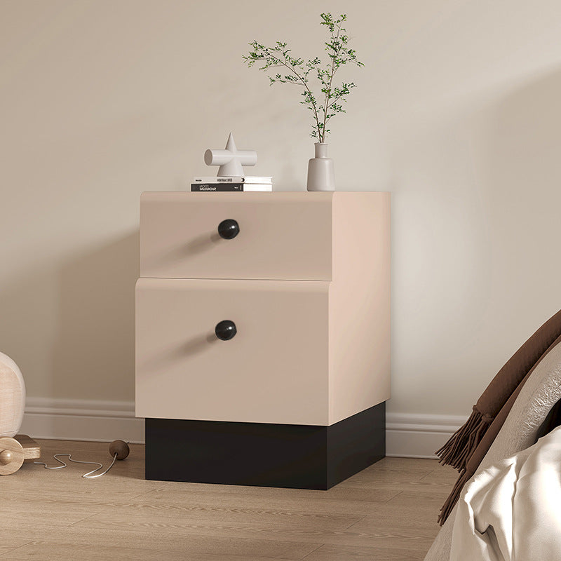Contemporary Creative Solid Wood Multi-Layer Board Rounded Nightstand 2-Drawer Bedroom