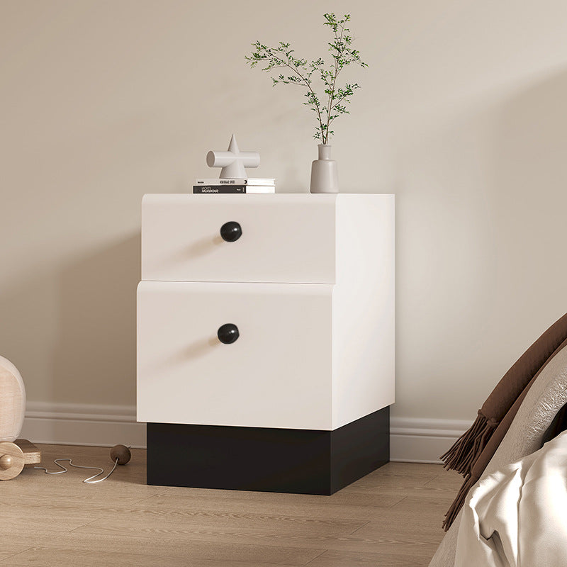 Contemporary Creative Solid Wood Multi-Layer Board Rounded Nightstand 2-Drawer Bedroom
