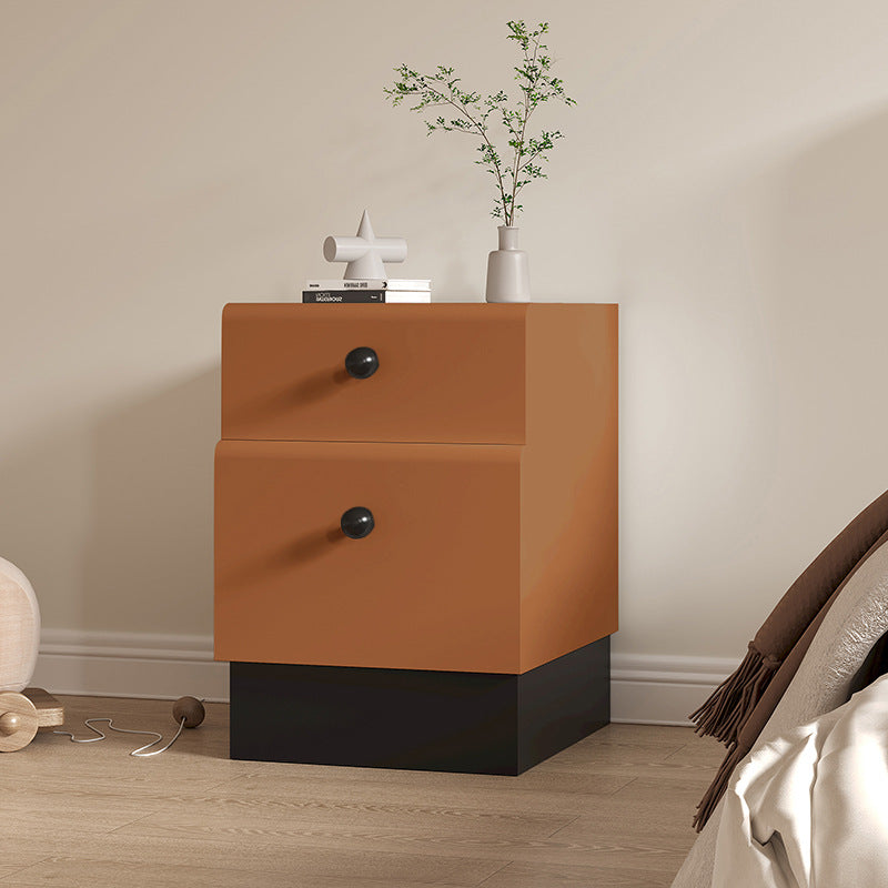 Contemporary Creative Solid Wood Multi-Layer Board Rounded Nightstand 2-Drawer Bedroom